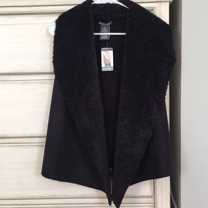 Chelsea & Theodore faux suede and fur vest NWT